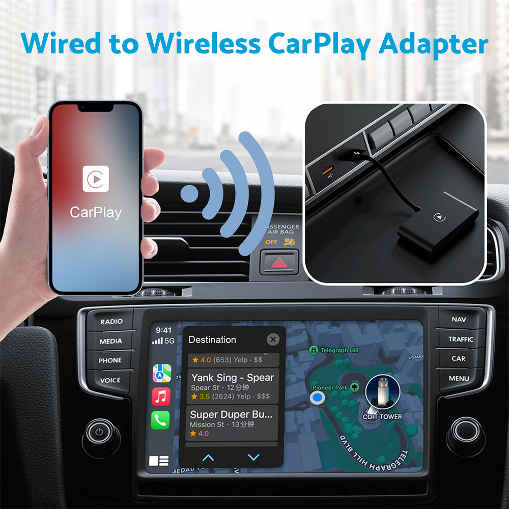 Wireless Adapter for Factory Wired CarPlay Suitable For iPhone to CarPlay Connection