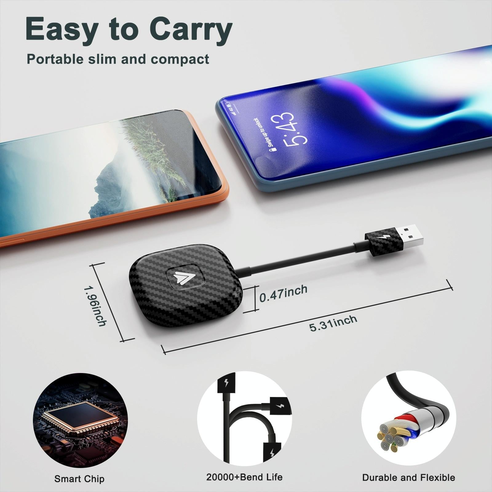 NNEIDS Wireless Carplay Adapter For Android - Carbon Fiber