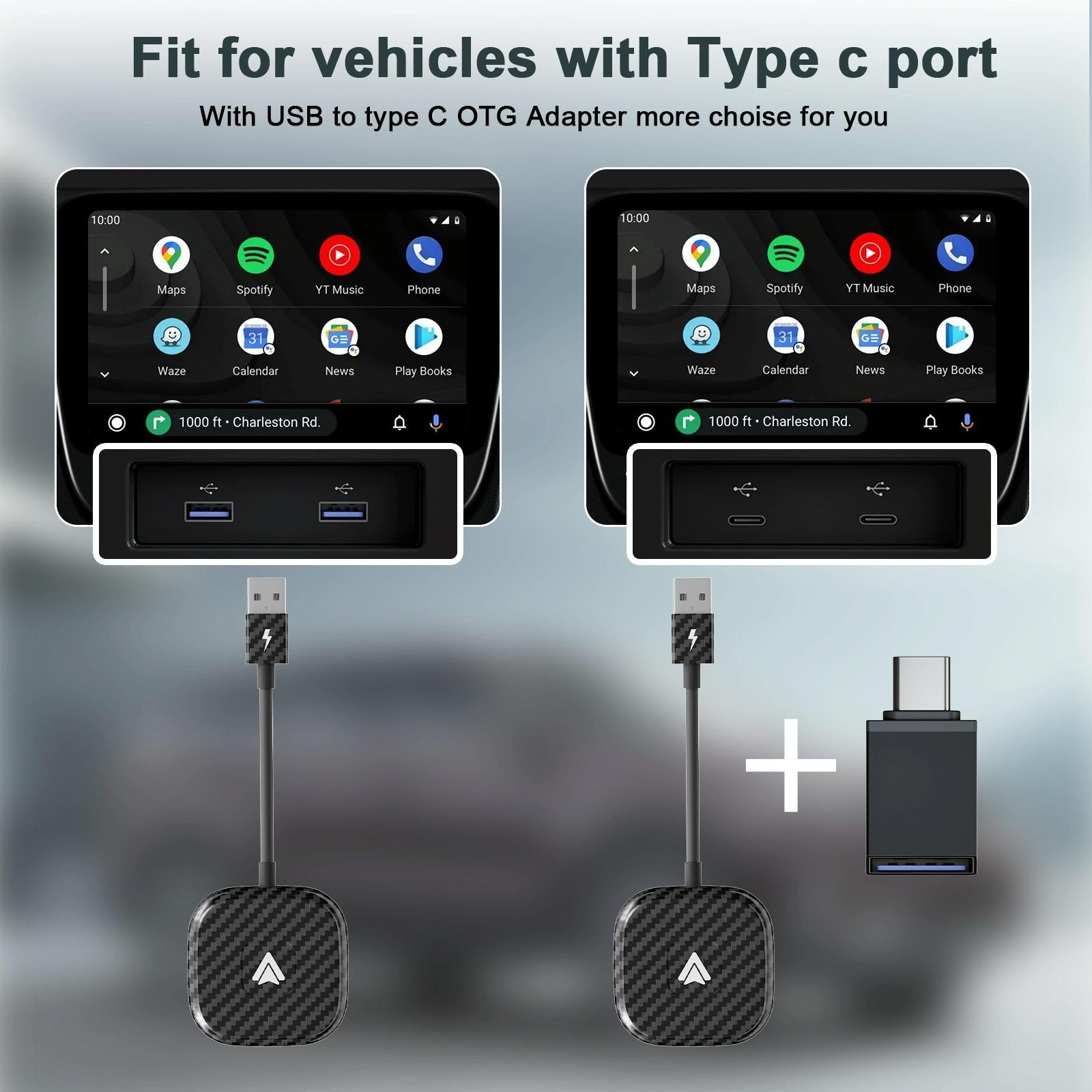 NNEIDS Wireless Carplay Adapter For Android - Carbon Fiber