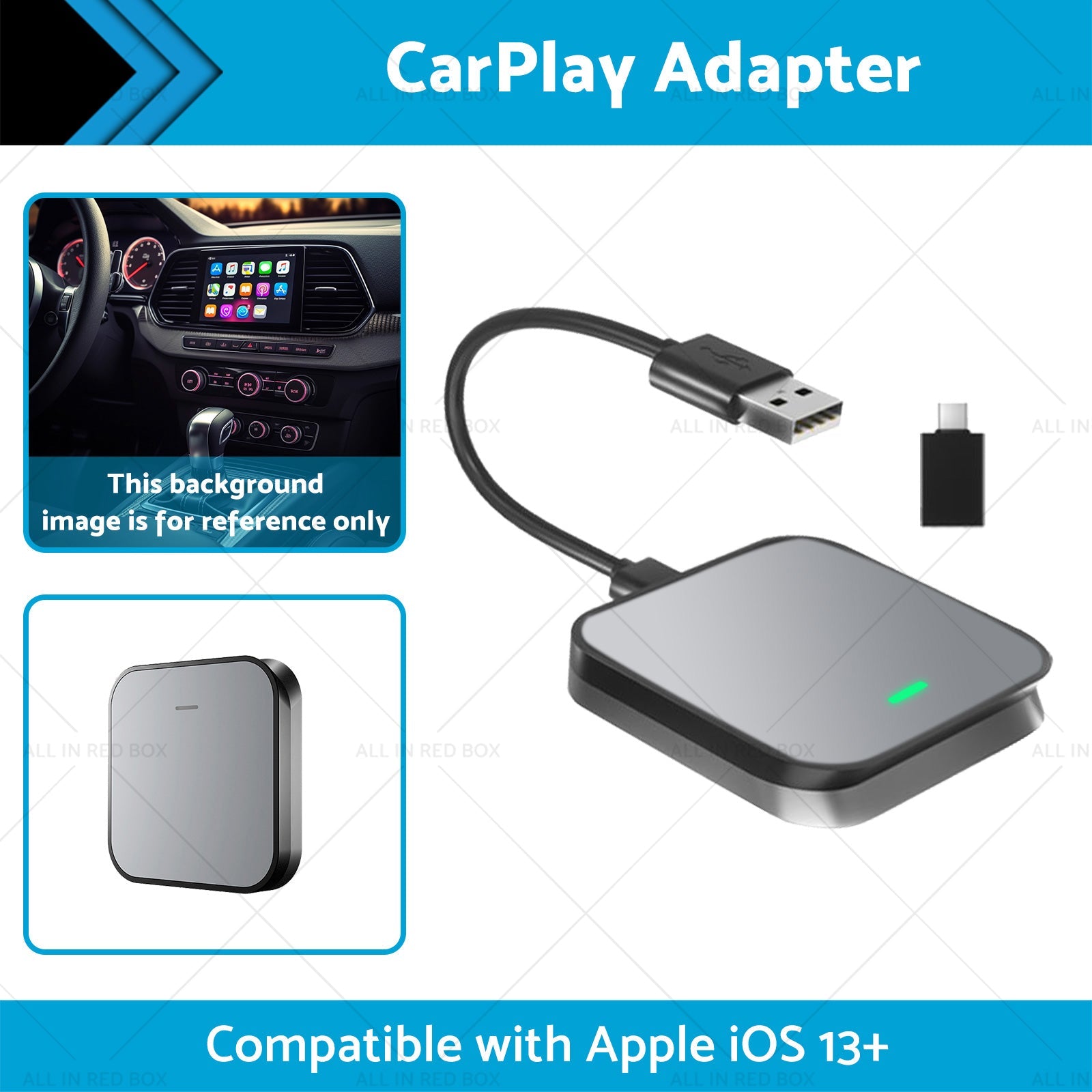 Gray Bluetooth USB Wireless Receiver Suitable For Apple CarPlay Adapter